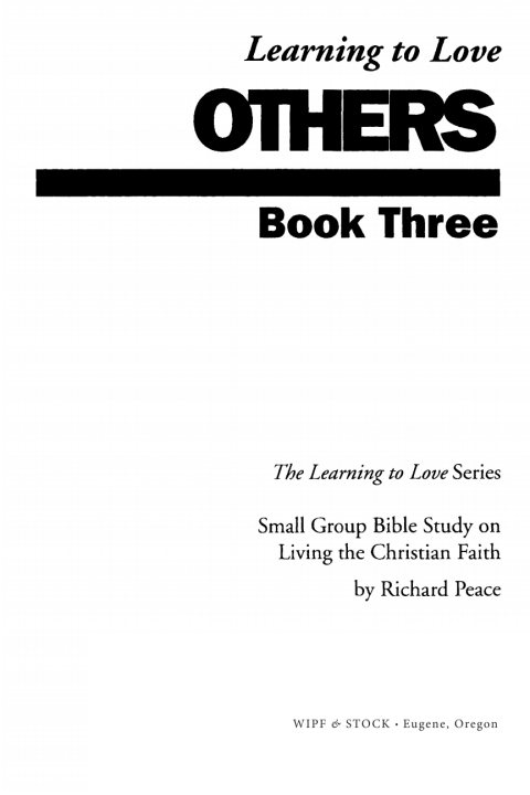 Cover image for book Learning to Love Others