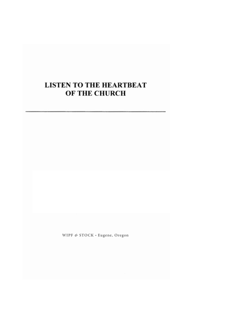 Cover image for book Listen to the Heartbeat of the Church, Revised Edition