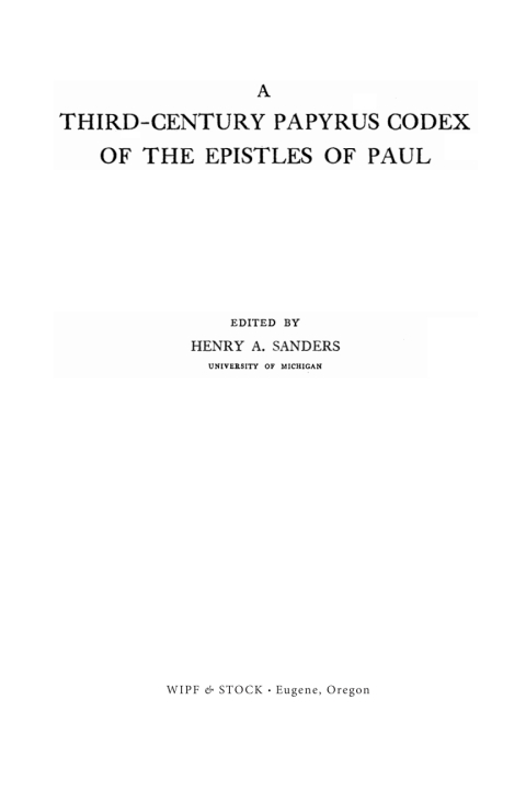 Cover image for book A Third-Century Papyrus Codex of the Epistles of Paul