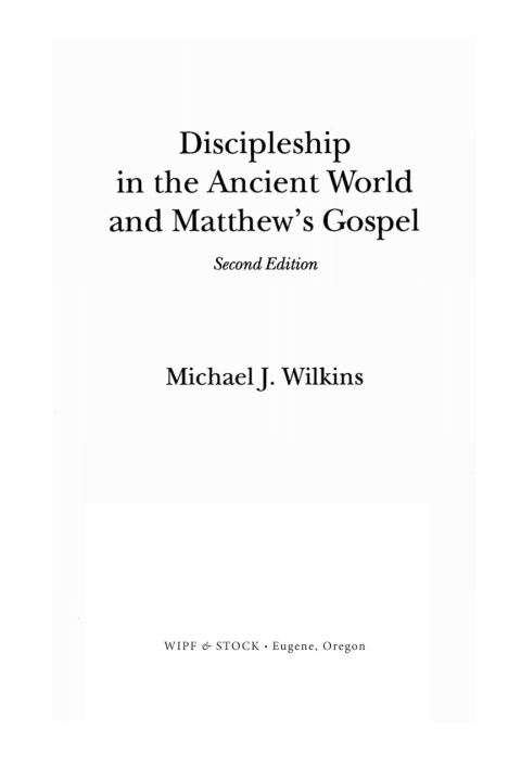 Cover image for book Discipleship in the Ancient World and Matthew’s Gospel, Second Edition