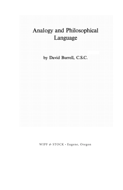 Cover image for book Analogy and Philosophical Language