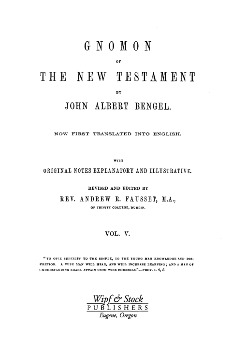 Cover image for book Gnomon of the New Testament, Volume 5