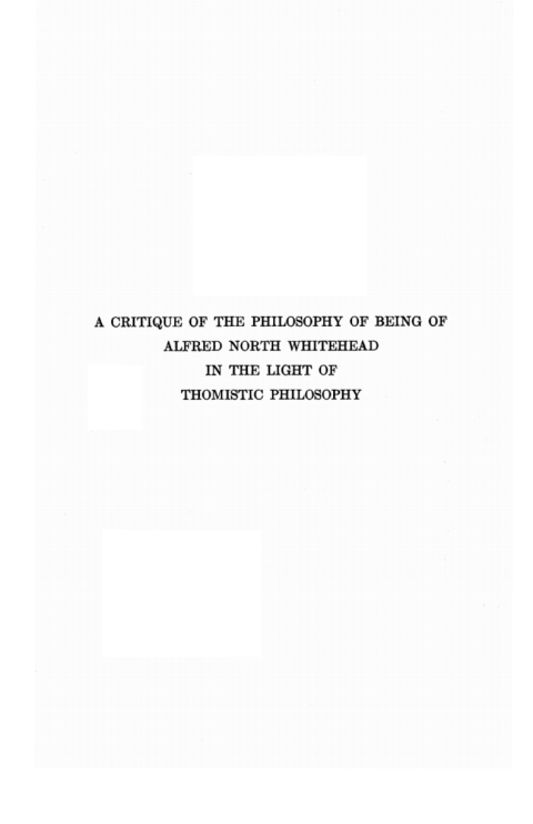Cover image for book A Critique of the Philosophy of Being of Alfred North Whitehead in the Light of Thomistic Philosophy
