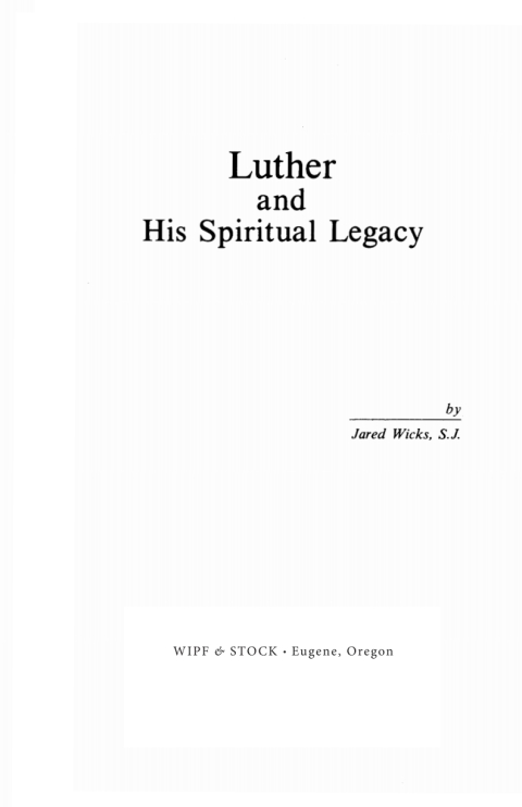 Cover image for book Luther and His Spiritual Legacy