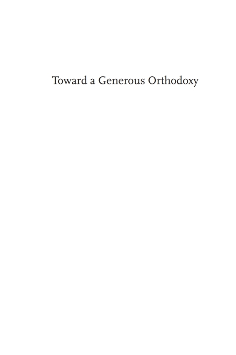 Cover image for book Toward a Generous Orthodoxy