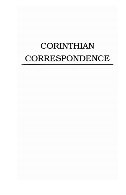 Cover image for book The Corinthian Correspondence