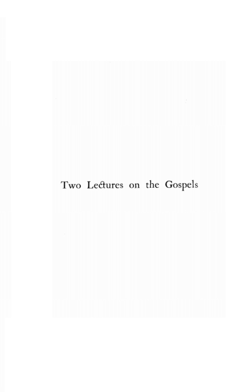 Cover image for book Two Lectures on the Gospels