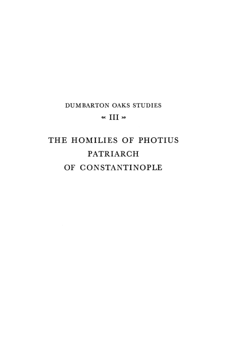 Cover image for book The Homilies of Photius, Patriarch of Constantinople