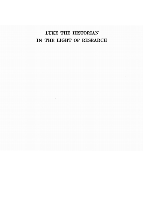 Cover image for book Luke the Historian in Light of Research