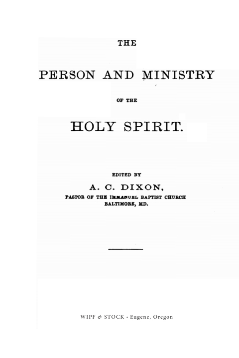Cover image for book The Person and Ministry of the Holy Spirit