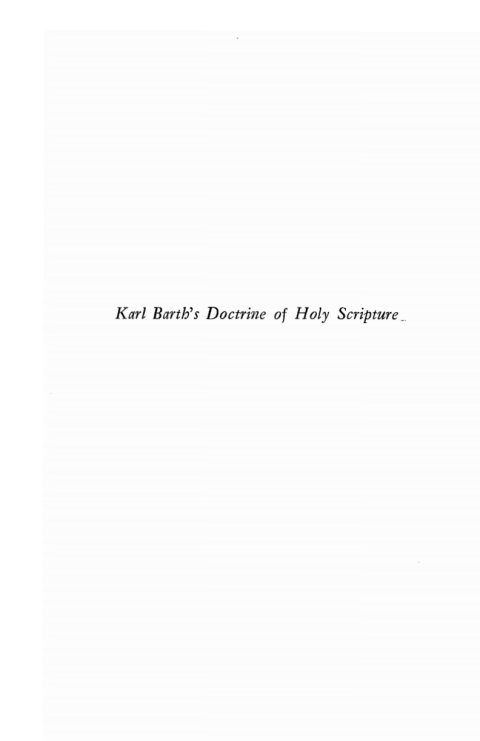 Cover image for book Karl Barth’s Doctrine of Holy Scripture