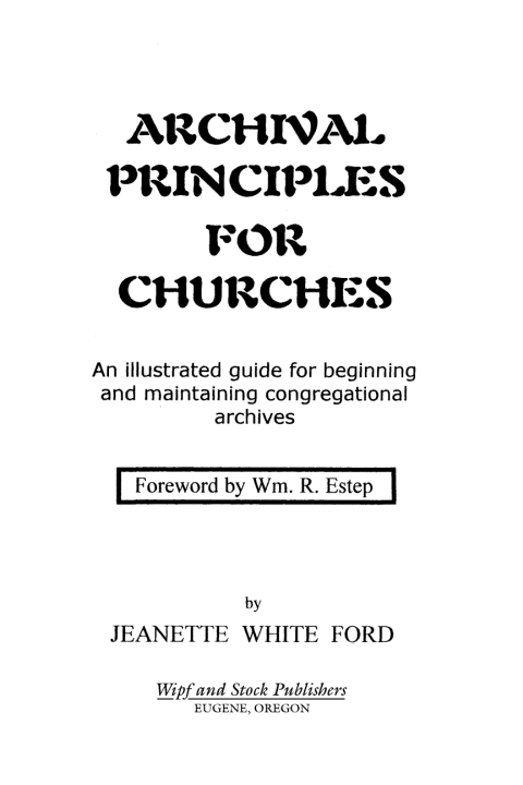 Cover image for book Archival Principles of Churches