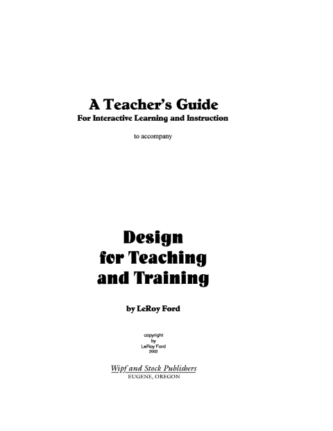 Cover image for book Design for Teaching and Training - A Teacher's Guide
