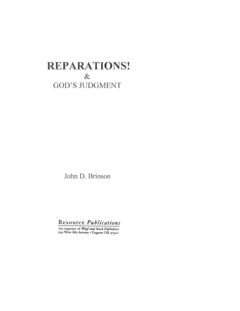 Cover image for book Reparations and God's Judgment