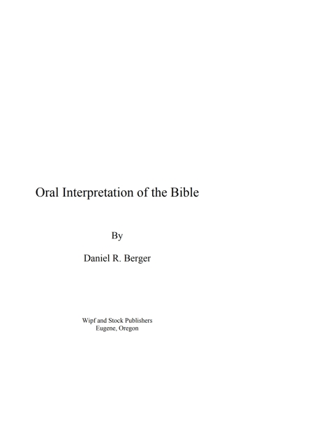 Cover image for book Oral Interpretation of the Bible
