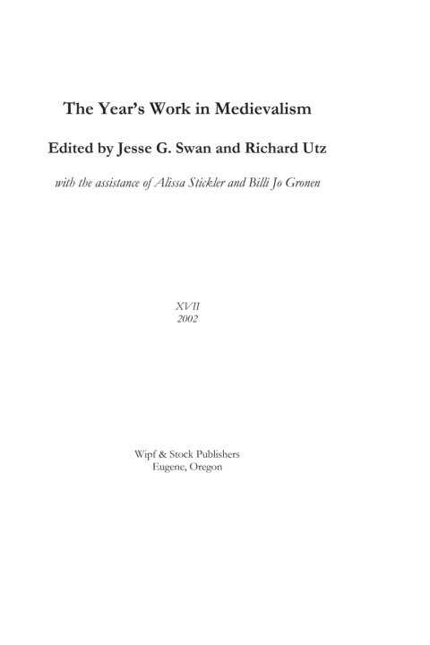 Cover image for book The Year's Work in Medievalism, 2002