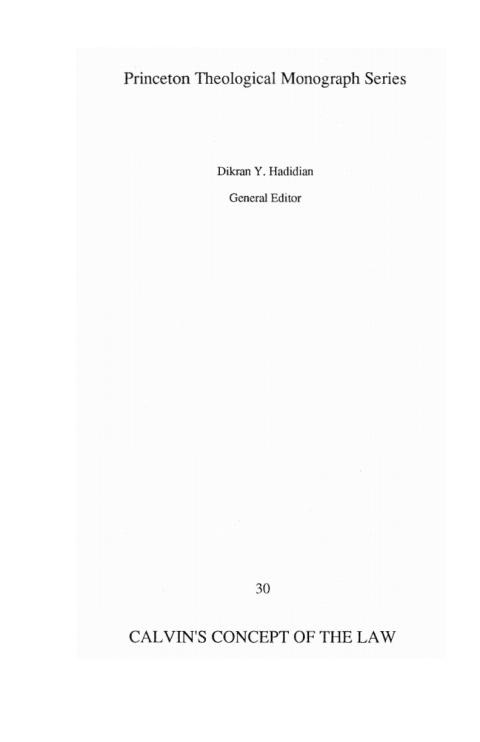 Cover image for book Calvin's Concept of the Law