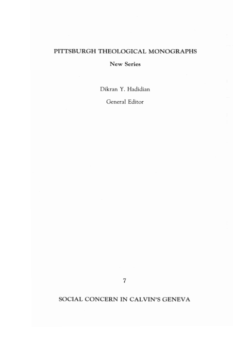 Cover image for book Social Concern in Calvin's Geneva