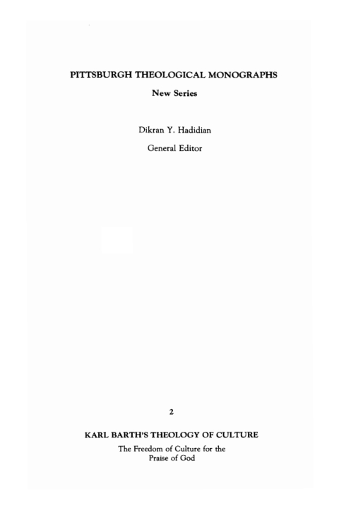 Cover image for book Karl Barth's Theology of Culture