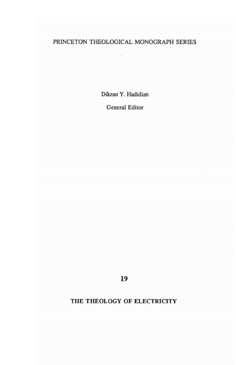 Cover image for book The Theology of Electricity
