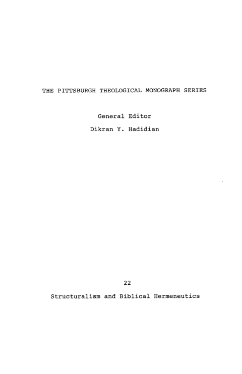 Cover image for book Structuralism and Biblical Hermeneutics