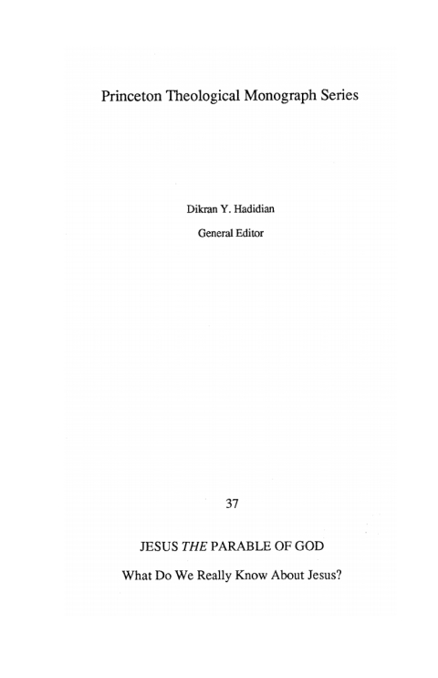 Cover image for book Jesus, the Parable of God