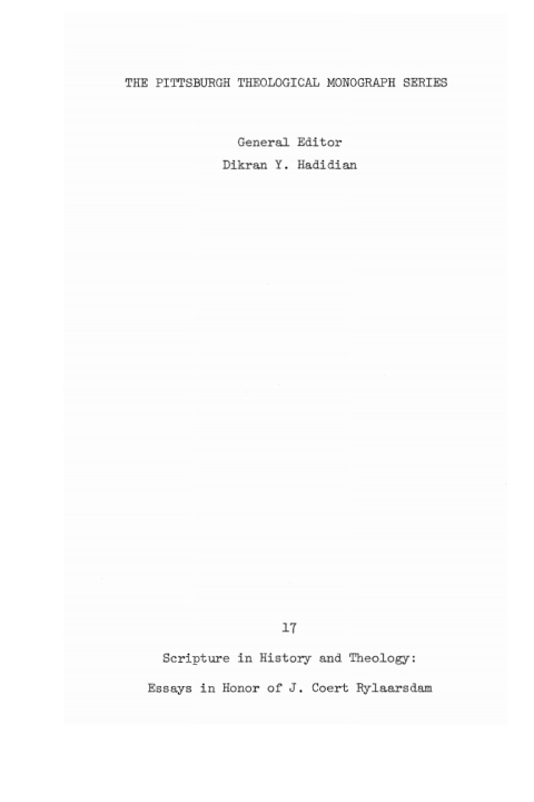 Cover image for book Scripture in History and Theology