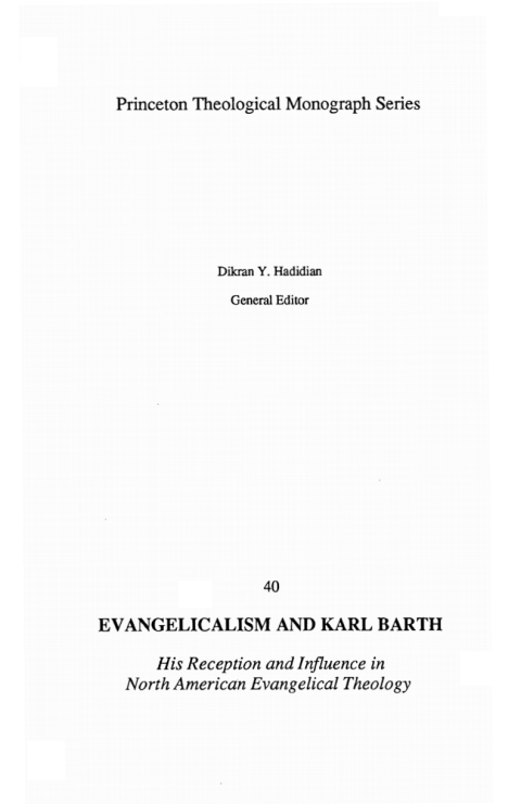 Cover image for book Evangelicalism and Karl Barth