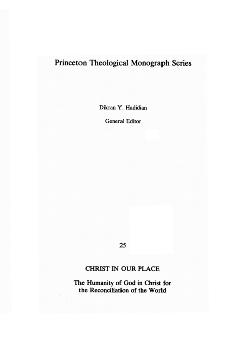Cover image for book Christ in our Place: The Humanity of God in Christ for the Reconciliation of the World