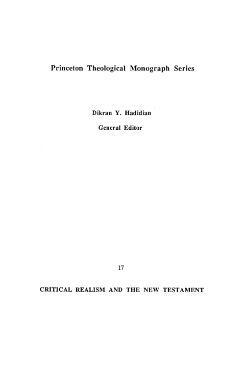 Cover image for book Critical Realism and the New Testament