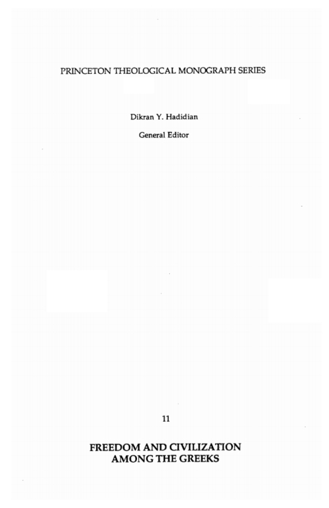Cover image for book Freedom and Civilization Among the Greeks