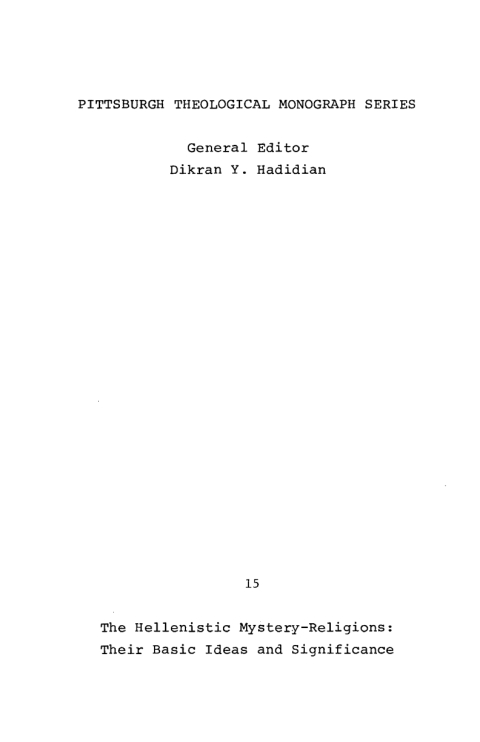 Cover image for book Hellenistic Mystery-Religions