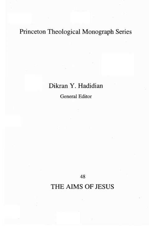 Cover image for book The Aims of Jesus