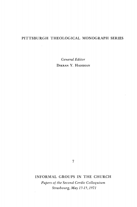 Cover image for book Informal Groups in the Church