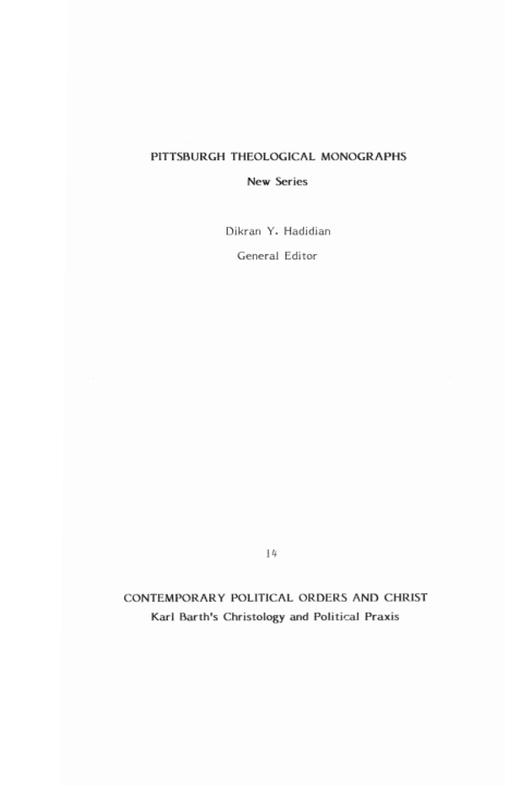 Cover image for book Contemporary Political Orders and Christ