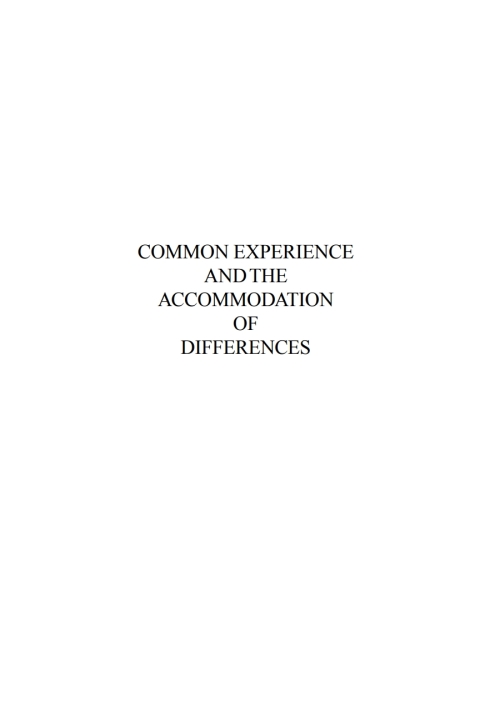 Cover image for book Common Experience and the Accommodation of Differences
