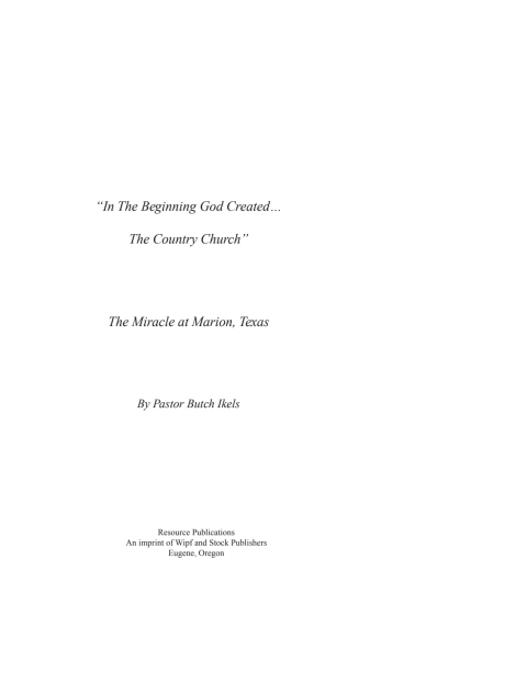 Cover image for book In the Beginning God Created the Country Church