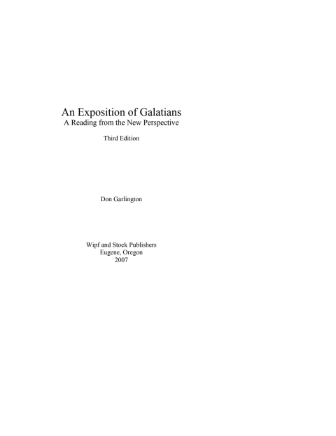 Cover image for book An Exposition of Galatians, Third Edition