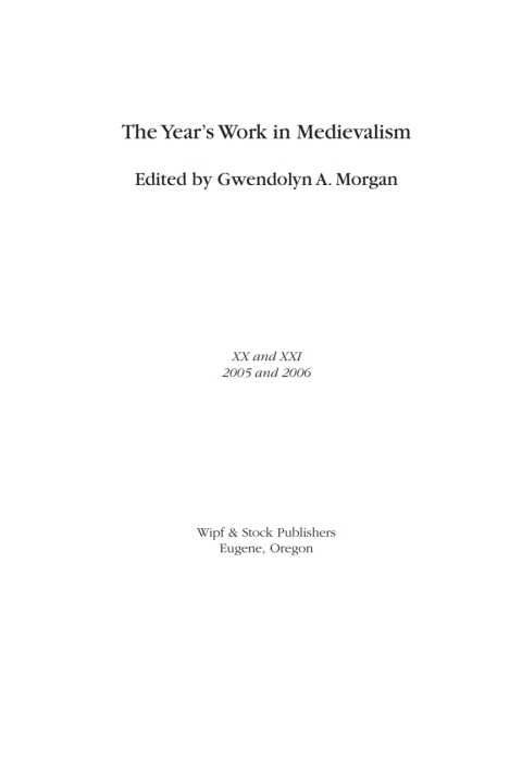 Cover image for book The Year's Work in Medievalism, 2005 and 2006