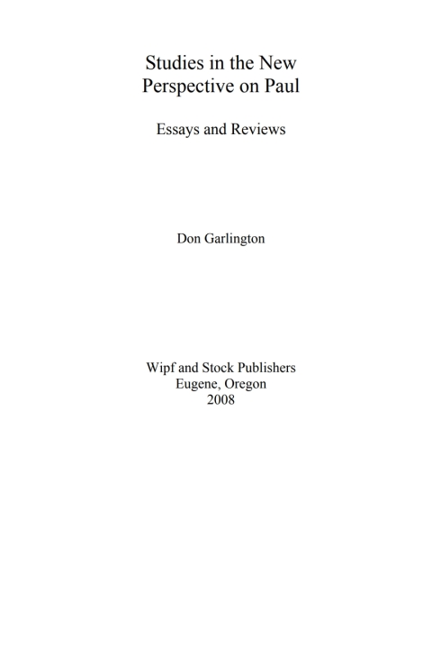 Cover image for book Studies in the New Perspective on Paul