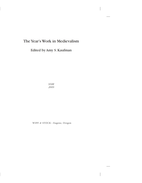 Cover image for book The Year's Work in Medievalism, 2009