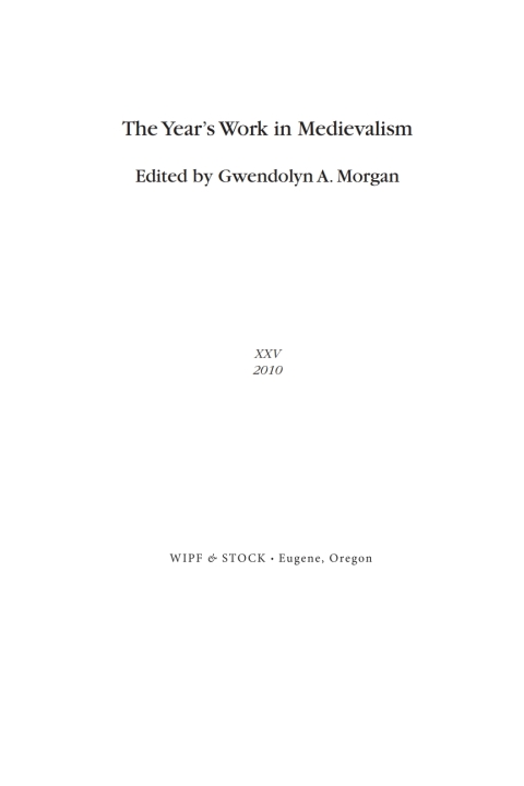 Cover image for book The Year’s Work in Medievalism, 2010