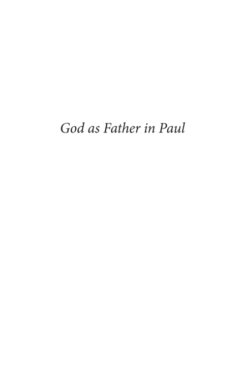 Cover image for book God as Father in Paul