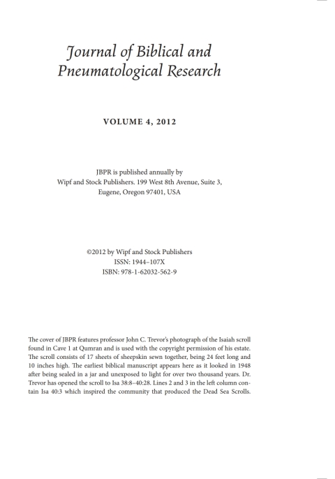 Cover image for book Journal of Biblical and Pneumatological Research