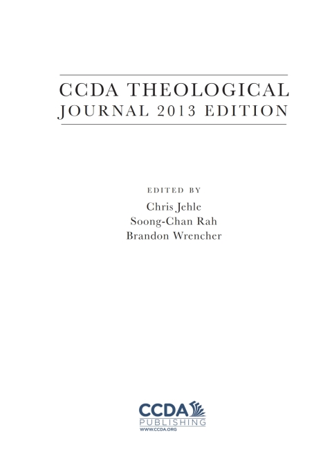 Cover image for book CCDA Theological Journal, 2013 Edition