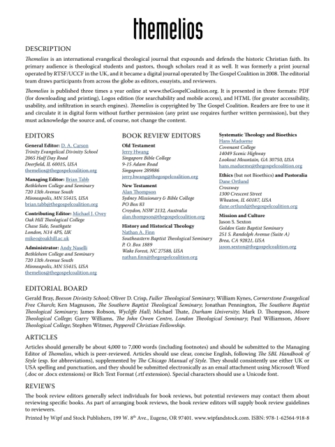 Cover image for book Themelios, Volume 38, Issue 3