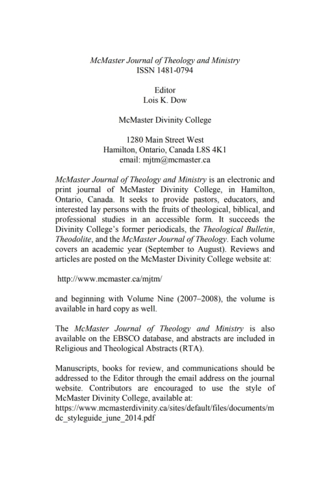 Cover image for book McMaster Journal of Theology and Ministry: Volume 15, 2013–2014