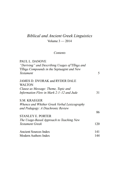Cover image for book Biblical and Ancient Greek Linguistics, Volume 3