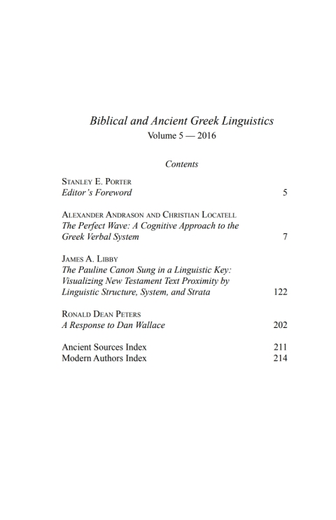 Cover image for book Biblical and Ancient Greek Linguistics, Volume 5