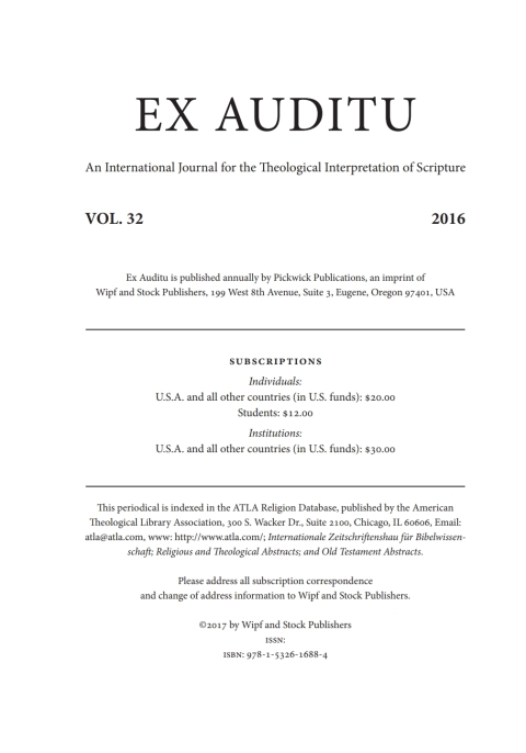 Cover image for book Ex Auditu - Volume 32